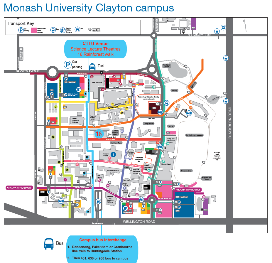 Monash Clayton Campus Map Venue | International Conference On Construction Technology In Tunnelling  And Underground(Cttu)